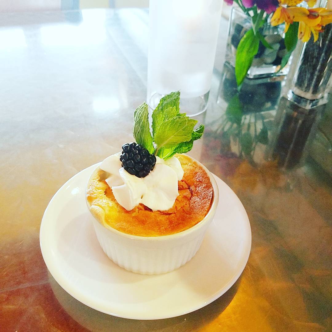 Va Bene Instagram Photo: @vabenecaffe Lemon blackberry pudding cakes. Sunshine in a ramekin #happymonday #duluthmn #dessert #treatyourself #lemon