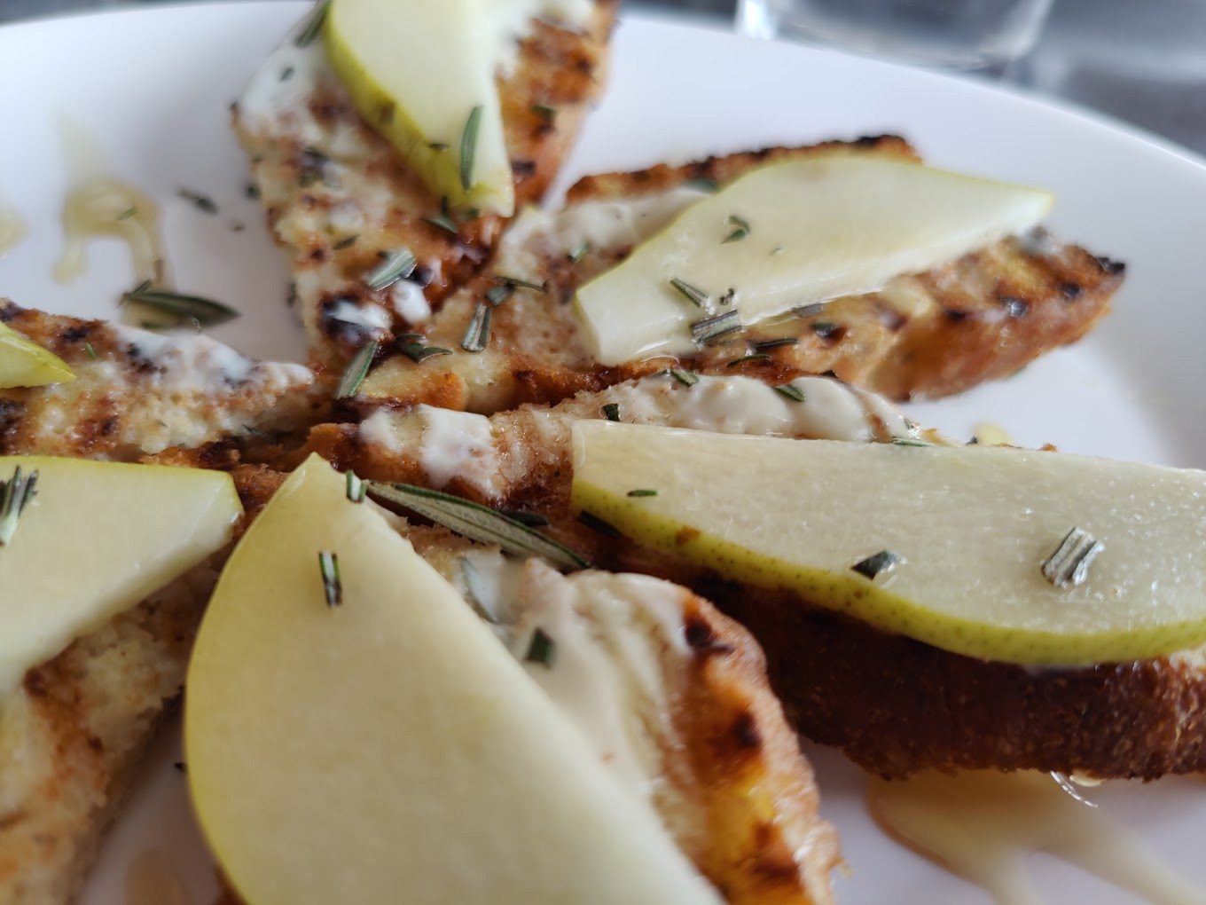 Honey Goat Cheese with Pear Crostini